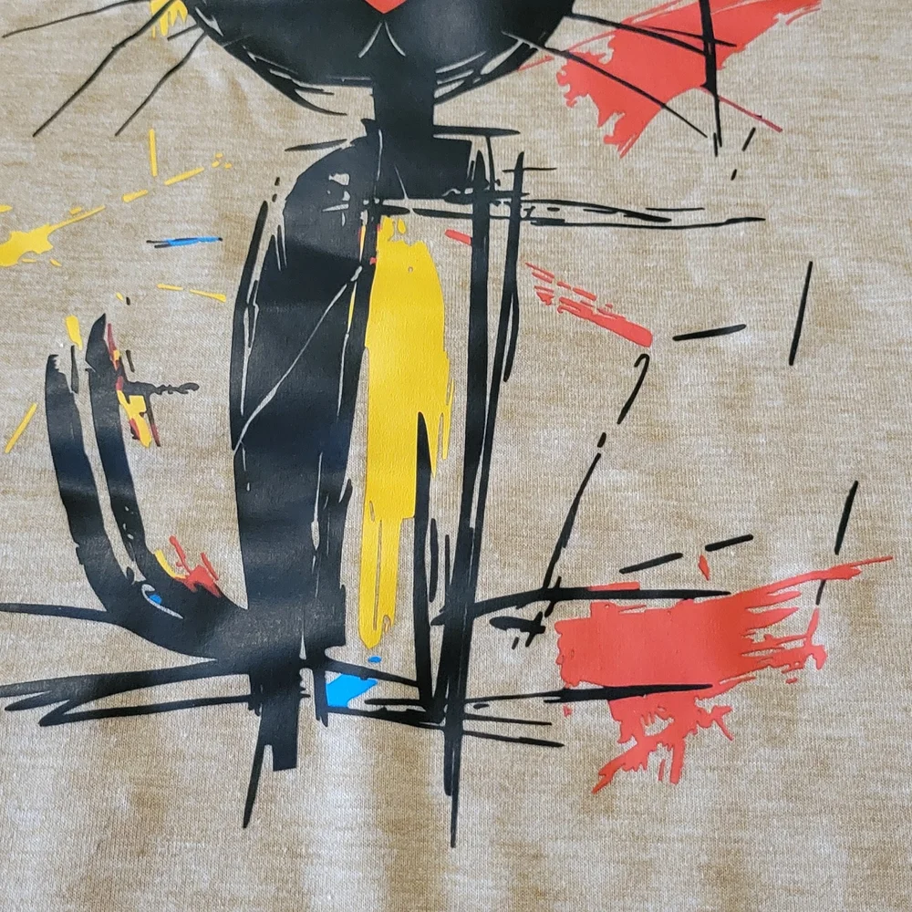 Cat Graphic Tee - Black/Blue/Yellow Cat Design